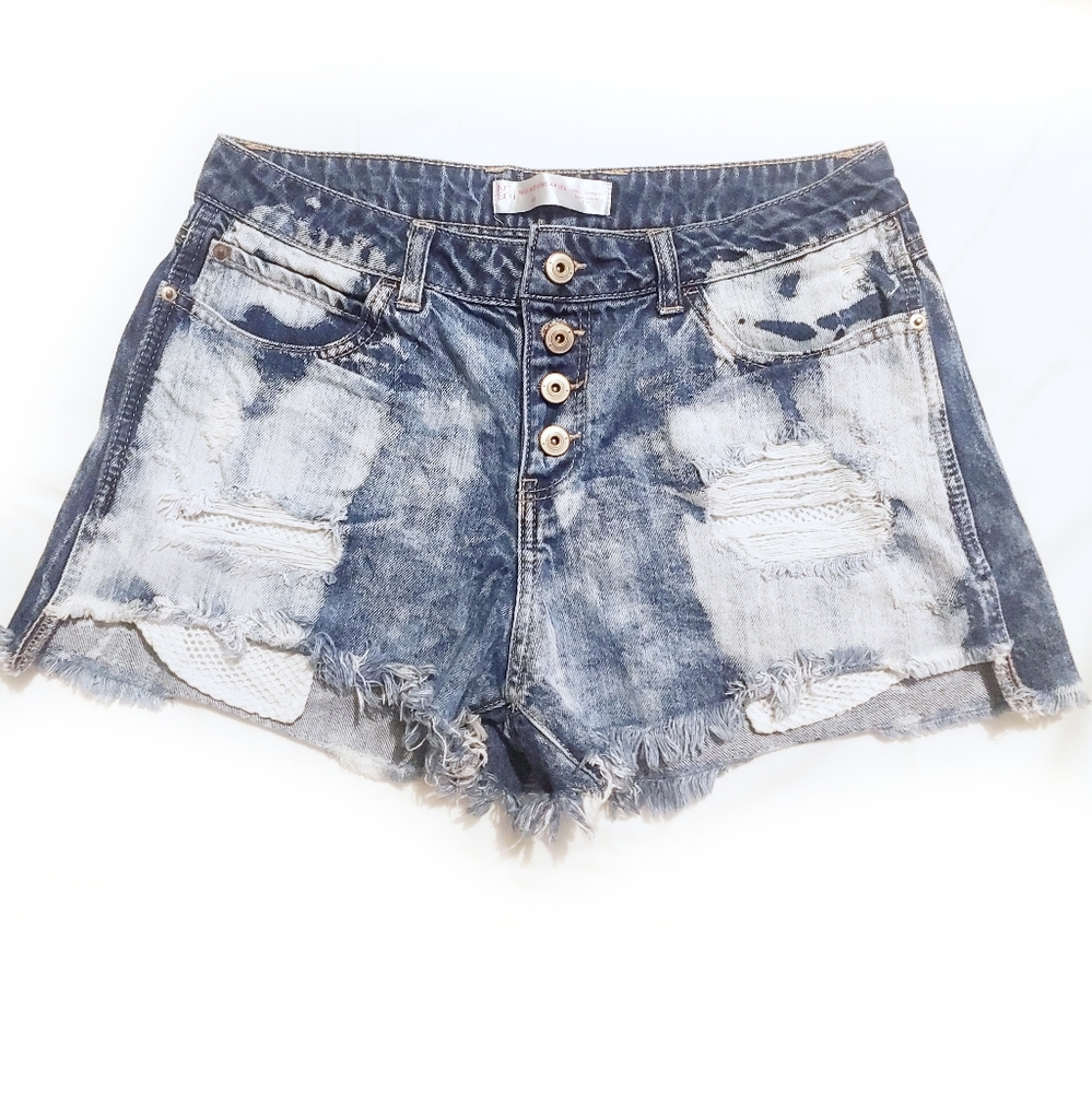 Destroyed Stonewashed High Waisted Jean Short